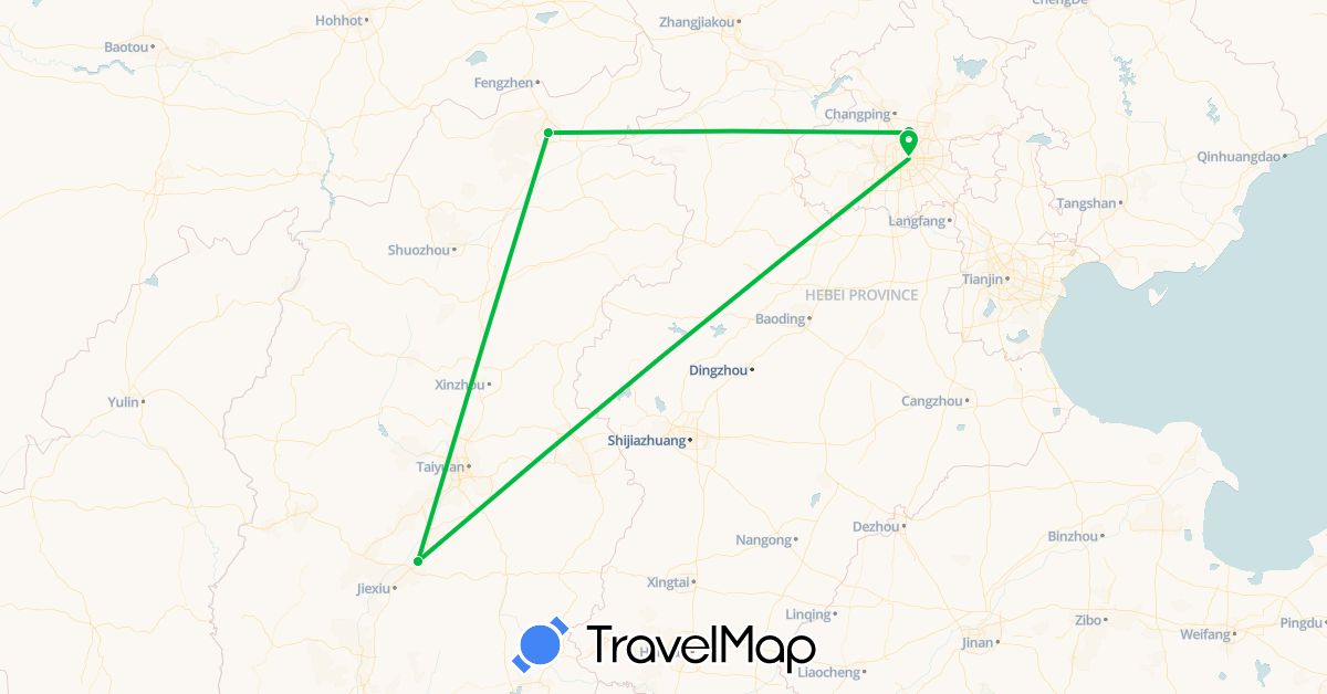 TravelMap itinerary: bus in China (Asia)